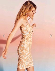 H&amp;M Orange &amp; White ribbed Bodycon Dress