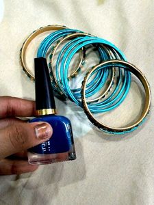 Teal &amp; Gold Bangle Set
