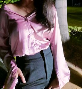 Pink Satin Top