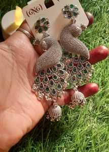 Oxidized Silver Plated Peacock Earrings🦚