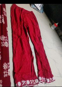 Red Embroidered Kurta Set