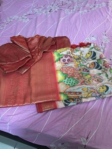 Floral &amp; Figure Print Saree with Matching Blouse