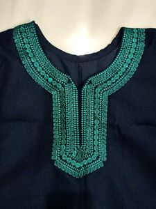 Navy Blue Embroidered Kurta