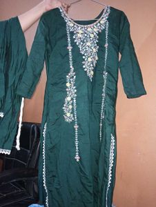 Green Pakistani Suit + Black Anarkali Combo