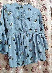 Blue Floral Print Top