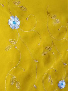 Yellow Embroidered Saree