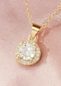 Elegant Gold & Crystal Halo Pendant Necklace