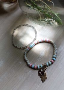 Beaded Charm Bracelets (Set of 2)