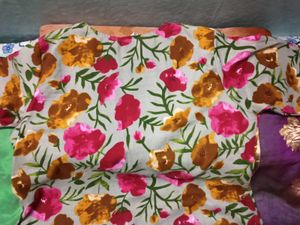 GentlyUsed RaniPinkFloral Print Jute kurti+Bottom