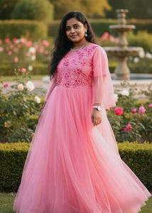 Pink Embroidered Ethnic Gown