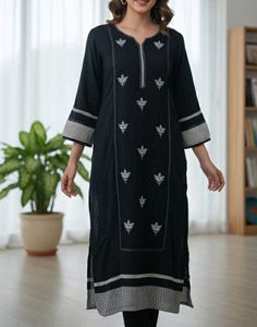 Rangriti Black Embroidered Kurta