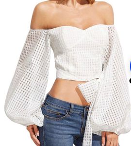 White Off-the-Shoulder Crop Top