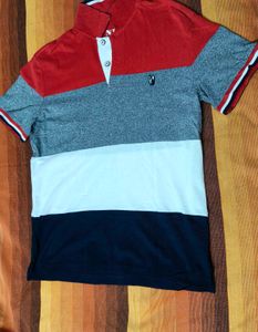 NII Men Striped Colourblocked Casual Polo Tshirt