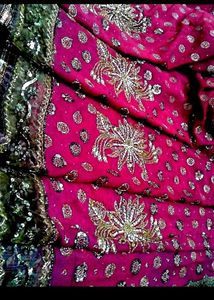 Pink Embellished Saree