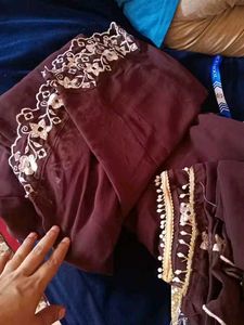 Elegant Brown Embroidered Salwar Suit