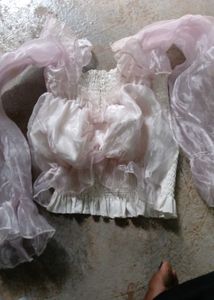 Sheer Ruffle Sleeve Top