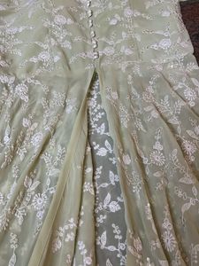 Chikankari Full Flare Gown With Middle Slit