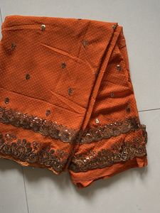 Orange Polka Dot Saree