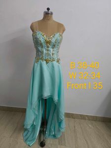 Aqua Embellished High-Low Dress