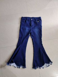 Frayed Hem Bell Bottom Denim Jeans
