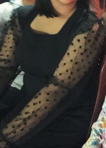 Chic Black Dress - Mesh Sleeves