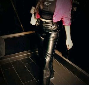 Straight leg leather pants