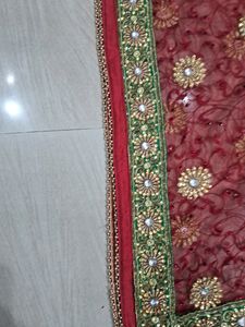 Maroon Embroidered Chunri