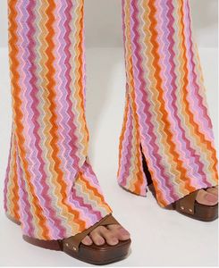 Retro Striped Flare Leg Pants