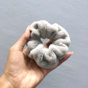 Fluffy Grey Scrunchie