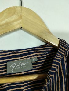 Gia Navy Blue Printed Loose Fit Top (Women)