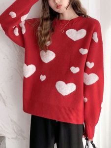 Red Heart Print Sweater