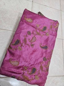 Elegant Embroidered Pink Saree
