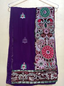 Heavy Embroidery Saree For Women
