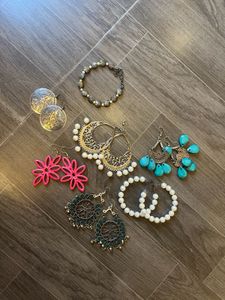 6 Indian Earrings With 1 Free Bracelet