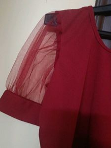 Maroon Sheer Sleeve Top