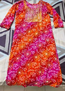 Colorful Embroidered Bandhani Dress