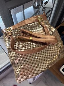 Metallic Mesh Gold Tote Bag