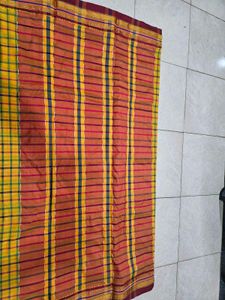 Yellow Checked Saree