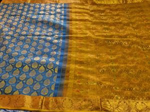 Blue And Green Korvai Kanchipuram Silk Saree