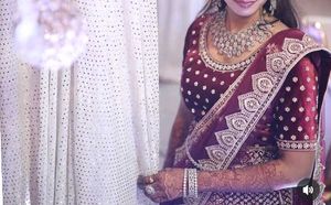 Burgundy Velvet Embroidered Lehenga