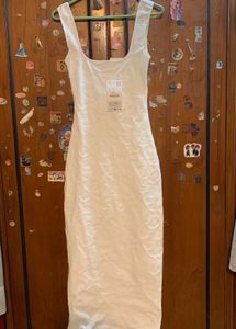 Zara White Bodycon Dress - Textured Fabric