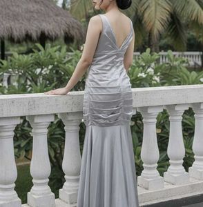 Elegant Silver Maxi Dress