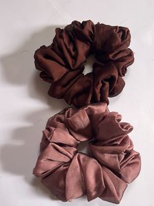 Chiffon Scrunchie Set - Brown & Mauve