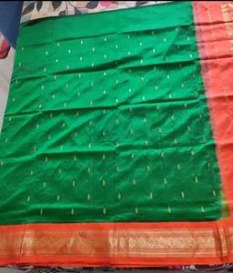 Green And Orange Silk Saree