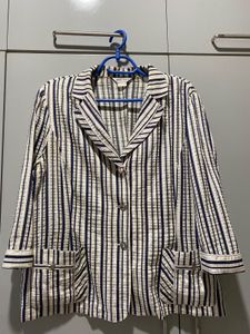 Striped Button-Down Blazer