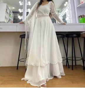 White Georgette Sharara Set