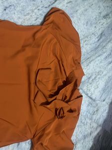 Orange Tie-Neck Blouse