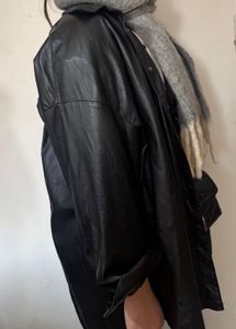 ZARA Black faux leather shirt/overshirt