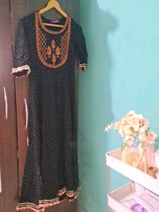 Embroidered Black Maxi Dress