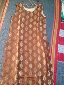 Elegant Brown &amp; Gold Salwar Suit